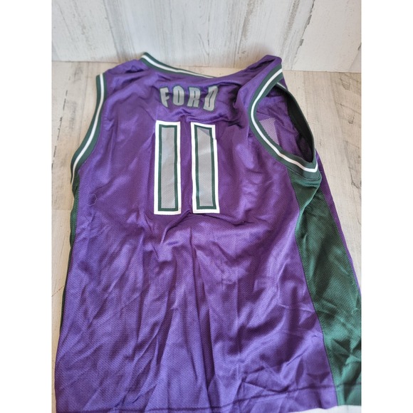 Bucks youth medium Ford 11 basketball jersey purple green clothing - Picture 8 of 8